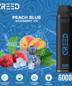 Creed Disposable Vape – Peach Blue Raspberry Ice 6000 Puffs